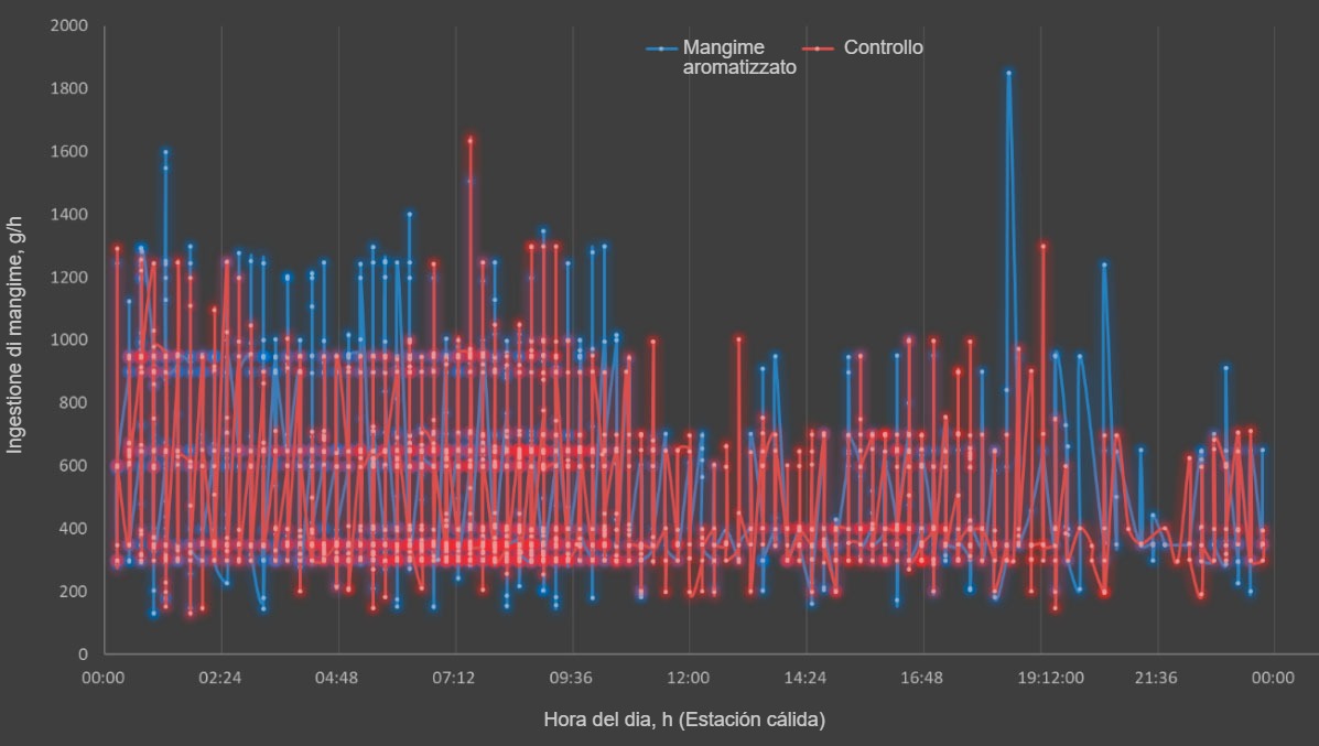 Effetto della presenza di aromi e dellora del giorno sullingestione giornaliera di mangime nelle scrofe in lattazione durante la stagione calda.