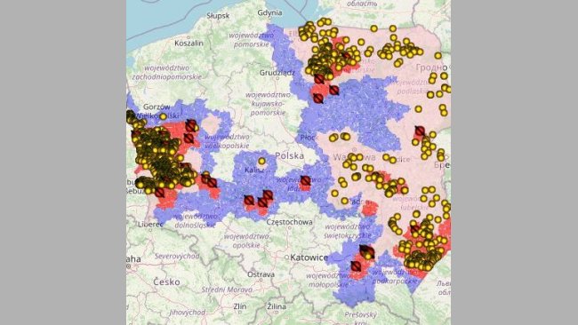 PPA en jabalíes en 2021. (puntos amarillos). Fuente: GVI