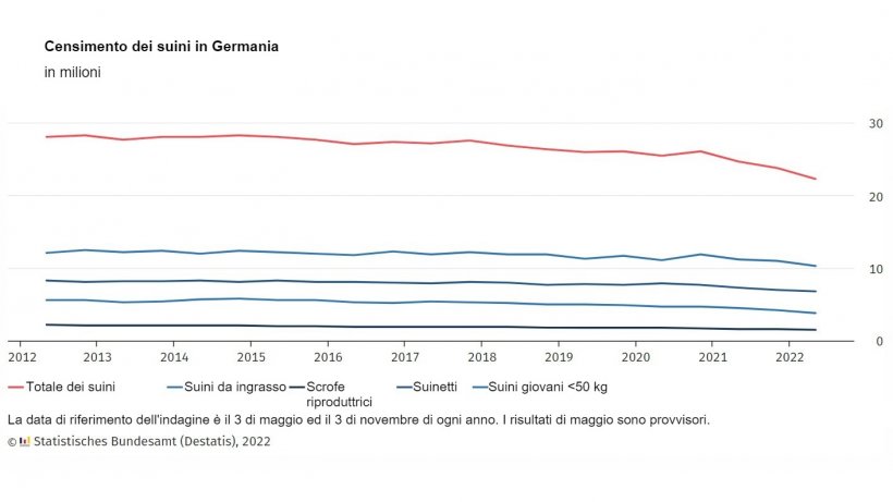 Censimento dei suini in Germania. Fonte: Destatis

