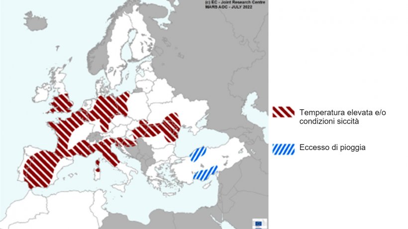 Mappa 1. Eventi meteorologici estremi in Europa dal 1 giugno al 22 luglio 2022 (fonte: MARS Butlletin 25/07/2022)
