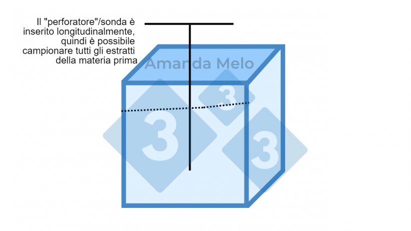 Figura 2: Schema dei punti di prelievo in big bag con perforatore a sonda lunga.
