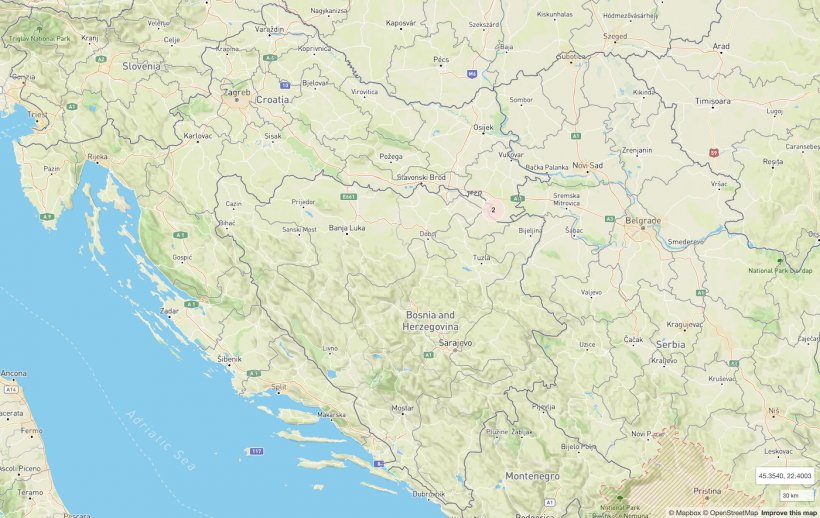 Localizzazione dei primi due focolai di PSA in Croazia.
