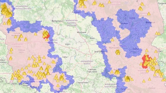 Mappa dei casi di PSA nei cinghiali nel 2024.