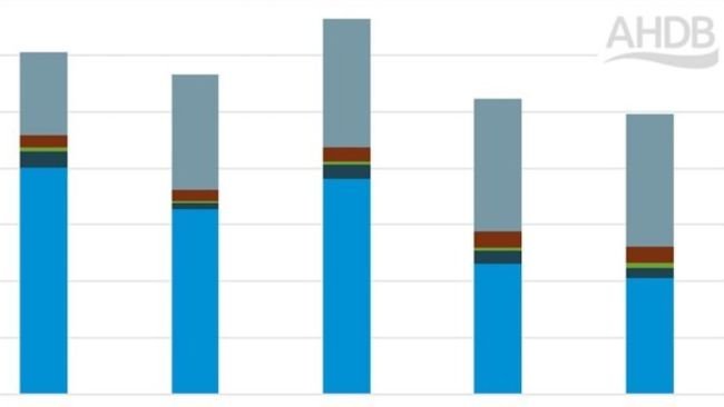 Esportazioni di carne suina del Regno Unito nel primo trimestre per prodotto. Fonte: AHDB dell'HMRC compilato da Trade Data Monitor.