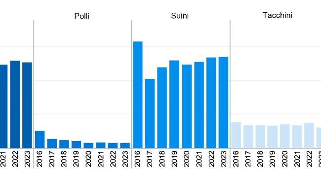 Farmaci antimicrobici importanti dal punto di vista medico approvati per l’uso negli animali destinati alla produzione alimentare e commercializzati attivamente nel periodo 2016-2023. Dati nazionali sulle vendite e sulla distribuzione per specie.