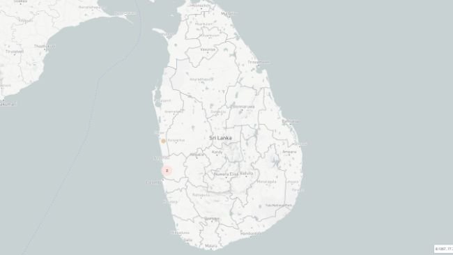 Localização dos focos de PSA no Sri Lanka. Fonte: WOAH.