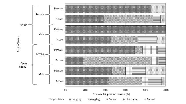 Fig. 3. Quota di una posizione di coda a una data combinazione di livelli di fattori utilizzati nel test z (ambiente, sesso, attività).