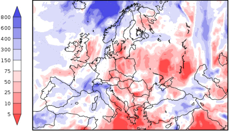 Previsioni delle precipitazioni per lEuropa