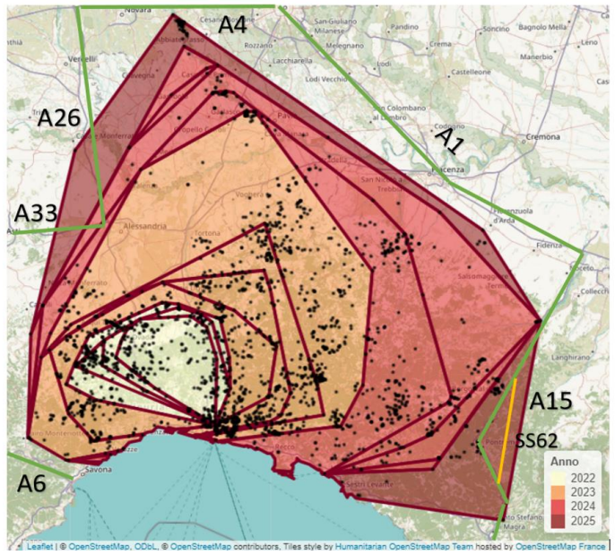 Figura 7: Mappa di espansione della PSA dal 2022 al 2025