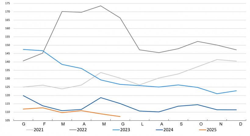 Indice FAO dei prezzi dei cereali. Fonte: FAO.