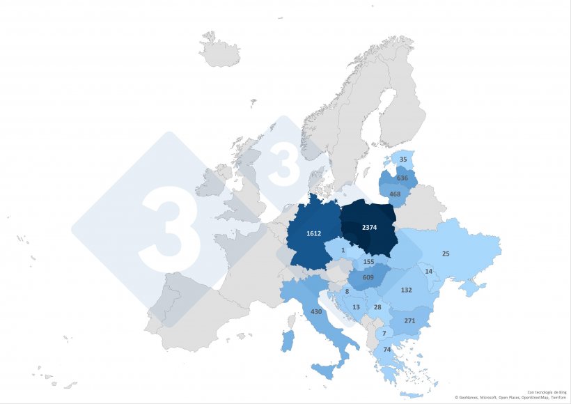 Distribuzione geografica dei casi di PSA nei cinghiali nella prima metà del 2025. Fonte: 333 sulla base dei dati ADNS-ADIS.