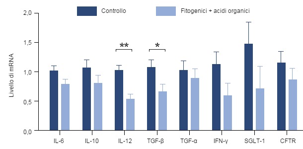 Effetto dell'aggiunta di timo, vaniglia ed acidi organici sull'espressione genomica di diverse citochine intestinali di suinetti