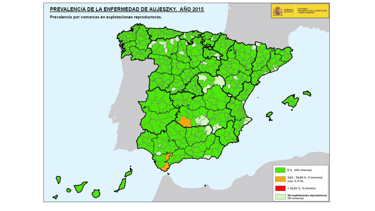 Prevalenza della Malattia d&#39;Aujeszky in Spagna nel 2015
