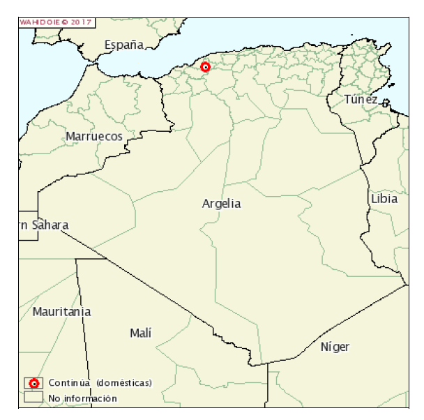 Localizzazione del focolaio di afta in Algeria.

