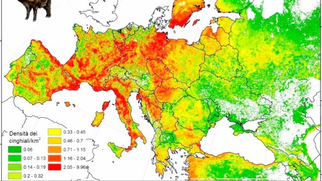 Figura 2: Popolazione stimata di cinghiali in Europa. Fonte: FAO-ASFORCE, Maggio 2015