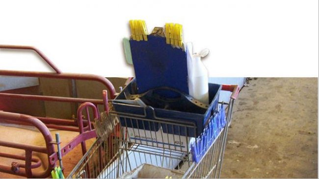 Le mollette utilizzate sono trasportate in un carrello con parte del materiale necessario giornalmente