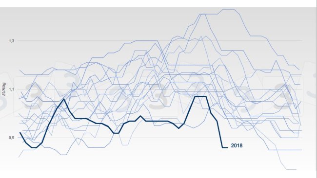 Evolución del precio del cerdo en Bélgica desde 2002