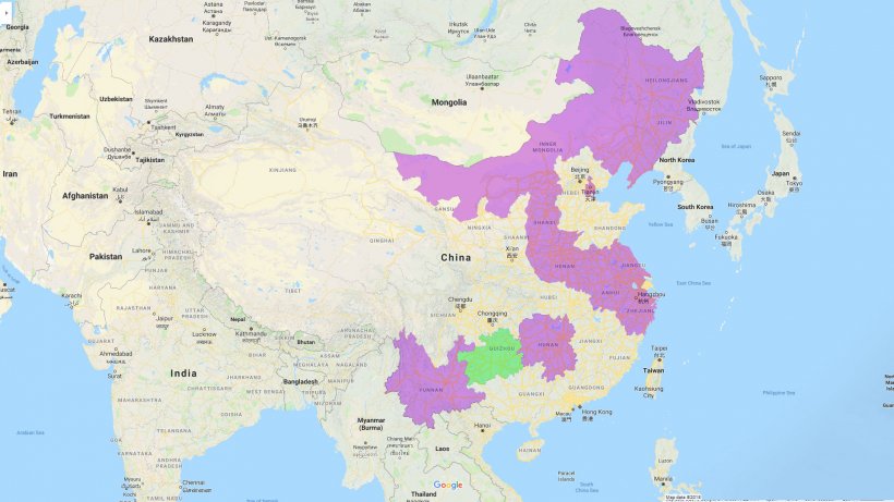 PSA Cina: provincie colpite
