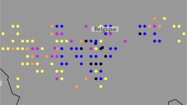 Ubicazione dei casi di PSA nel sud del Belgio.