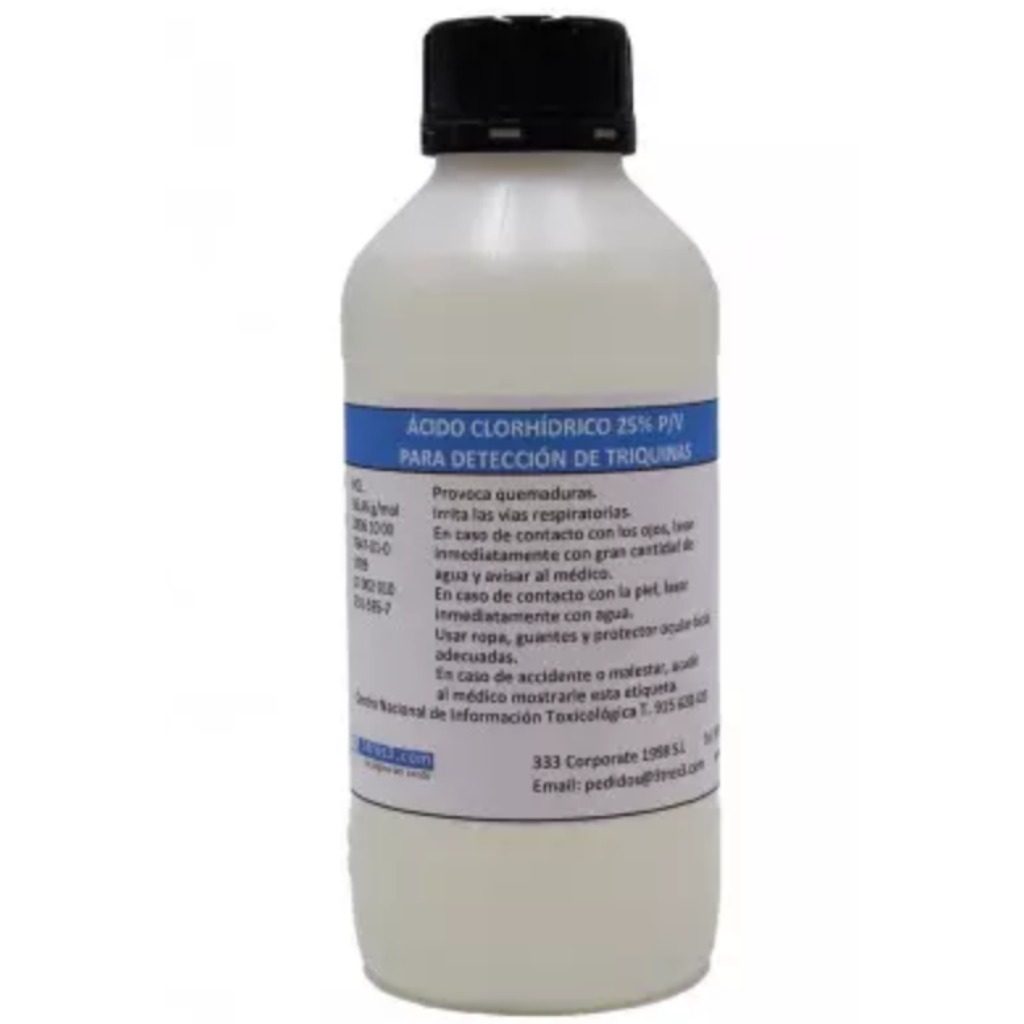 Acide chlorhydrique HCL 25% 1 L détection de trichinella