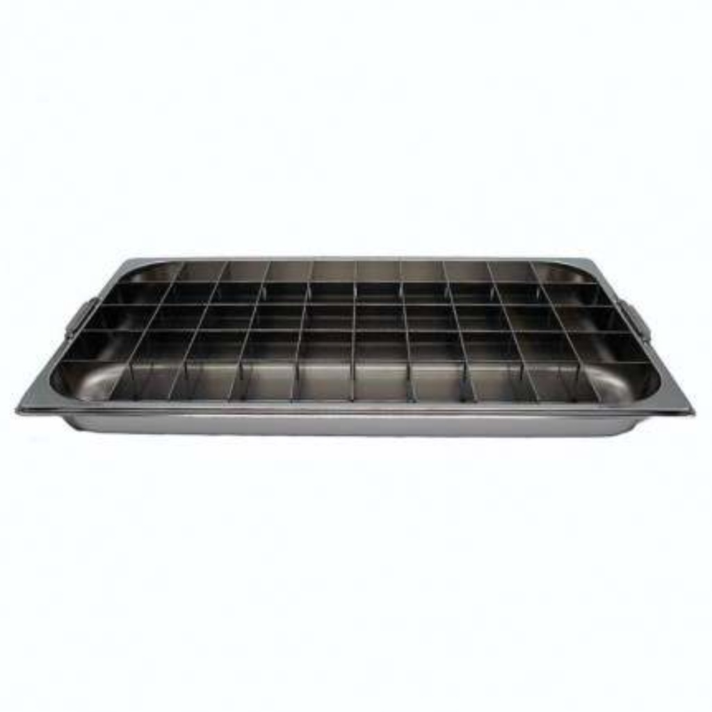 Stainless steel sample tray with 50 compartments
