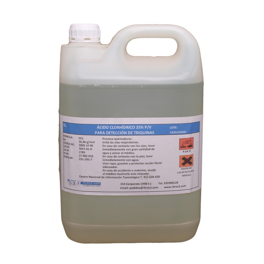 Acido cloriídrico HCL 25 % 5L per identificazione di trichine Acido cloriídrico HCL 25 % 5L per identificazione di trichine