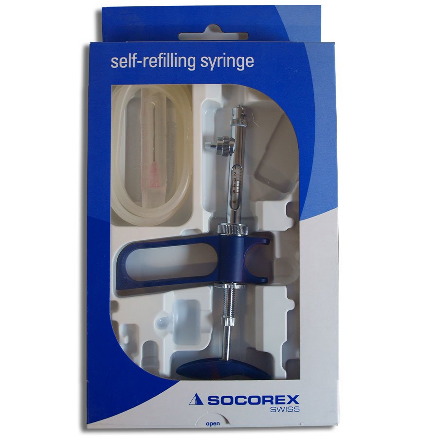 Socorex 0,5 ml con tubo ed ago d'aspirazione, graduato a 0,05 ml (2) Socorex 0,5 ml con tubo ed ago d'aspirazione, graduato a 0,05 ml (2)