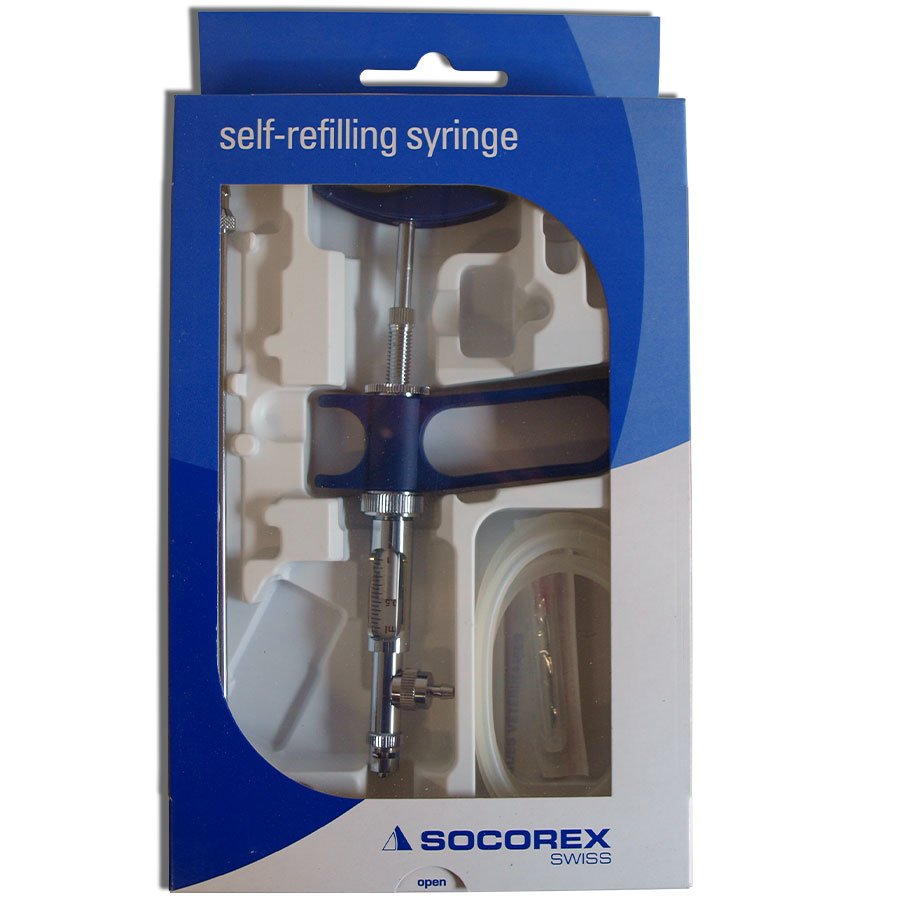 Socorex 1 ml con tubo ed ago aspirante, gradazioni da 0,05 ml (4) Socorex 1 ml con tubo ed ago aspirante, gradazioni da 0,05 ml (4)